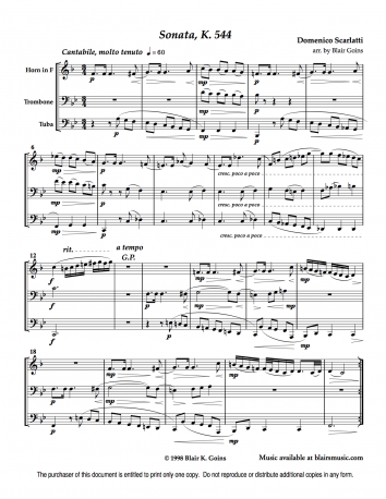 Sonatas K. 421 and 544 by D. Scarlatti