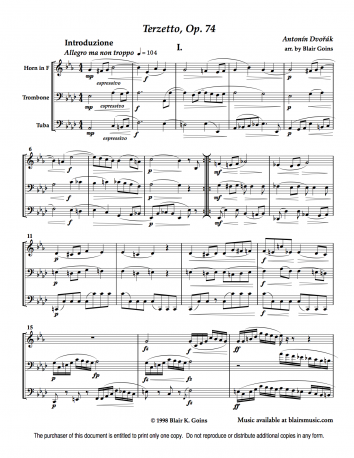 Terzetto Op. 74 by A. Dvorak