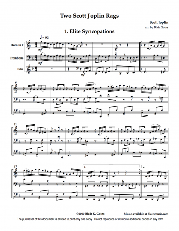 Elite Syncopations and Pine Apple Rag by S. Joplin